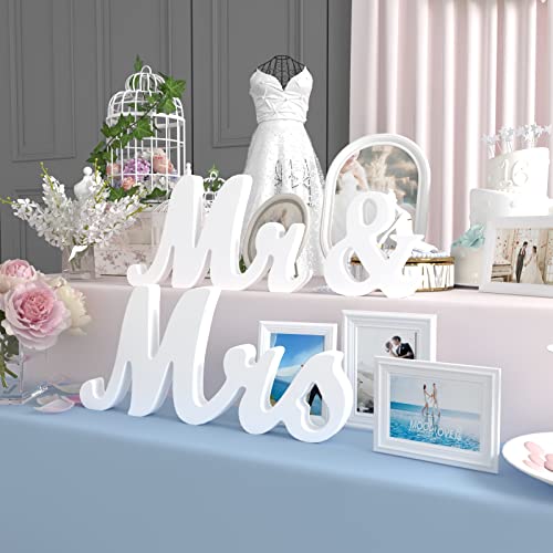 Mrs & Miss Signs for Wedding Table, Large Wooden Letters for Sweetheart Table, Photo Props Wedding Decorations for Anniversary, White