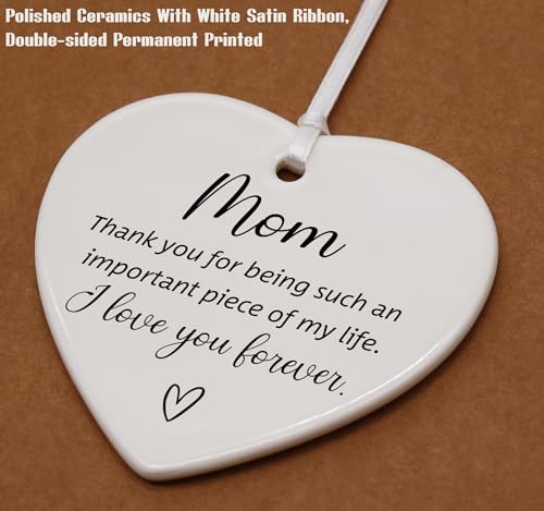 Mom Gifts for Mother's Day-Birthday Thanksgiving New Year Wedding for Mother-Thank You Gifts for Mom New Mom Mother-in-Law Bonus Mom-Mother Appreciation Gifts-Heart Shaped Ornament