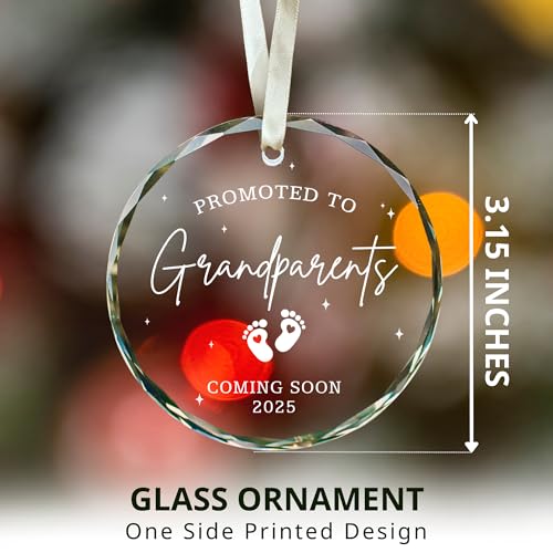 Grandparents Gifts - First Time Grandparents Gifts for Grandma, Grandpa - Baby Pregnancy Announcement Ornament for New Grandma - Grandpa to Be Ornaments - Glass Ornament