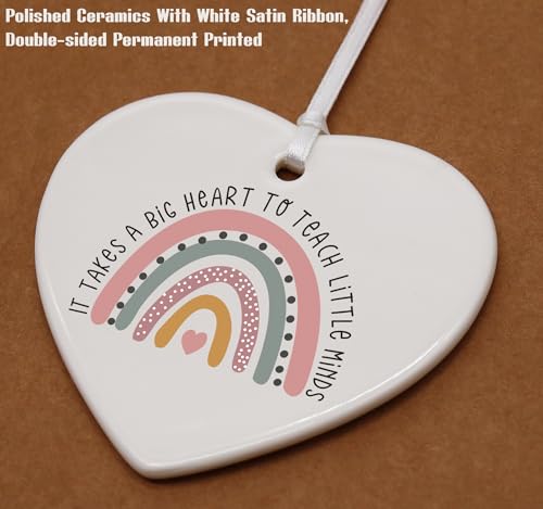Rainbow Teacher Appreciation Week Gifts,Birthday,Thanksgiving, for Teacher,Thank You Present for Educator,Heart Shaped Ornament-It Takes A Big Heart to Teach