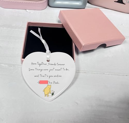 Friendship Goodbye Leaving Away Farewell Gift-Here Together Friends Forever-Ceramic Heart Ornament Keepsake Sign Plaque Decor Gift