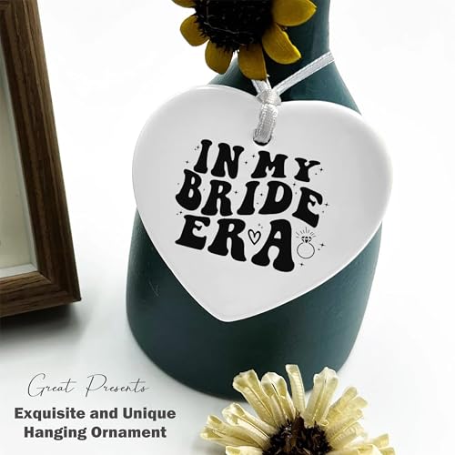 My Bride Era - Bridal Shower and Wedding Gift for Bride to Be - Bachelorette Party, Engagement Present for Fiancee, Wifey, Her - Ceramic Heart Shaped Ornament
