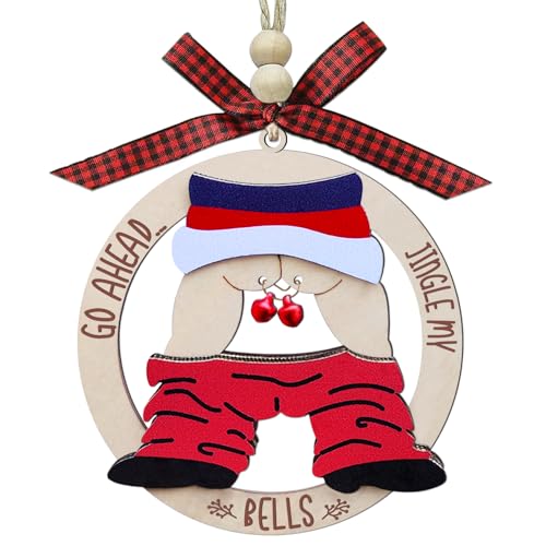 Funny Christmas Ornaments 2025, Exchange Funny Ornaments for Adults, Naughty Ugly Christmas Tree Ornaments Wooden, Inappropriate Dirty Santa Ornament - Unique Christmas Ornaments