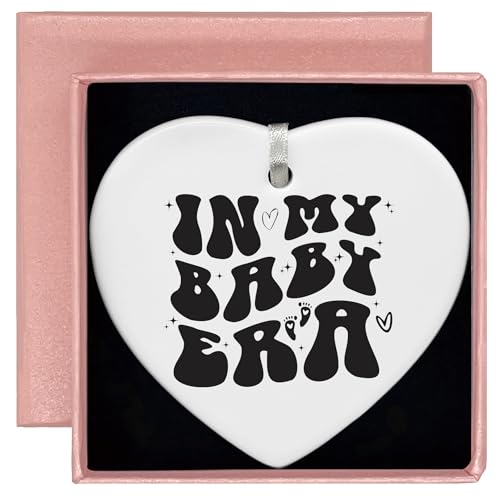Become A Mommy,New Mom Present-Mother to Be-in My Baby Era-Baby Gift Shower-Newborn New Baby Gift-Baby Announcement Gift-Christmas Decor Gift-Ceramic Ornament Gift-Heart Shaped Sign Plaque Keepsake