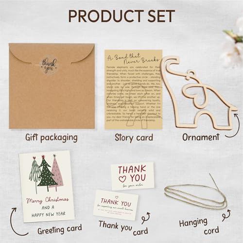 Friendship Elephant Ornament with Story Card, Sisterhood Gifts for Women Tribe, Heartfelt Mom Gifts for Best Friends Sisters, Special Bond Decor, Friendship Pressents for Women (Frienship)
