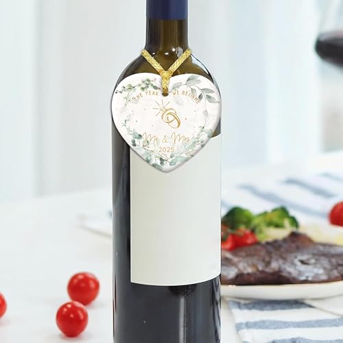 Gossby Ceramic Heart Ornament - The Year WE Became MR MRS 2025 - Wedding Gifts for Couples 2025 - Gifts for Newly Engaged Couples - Mr and Mrs Gift - Best Wedding Gift for Newlyweds, Bride, Groom