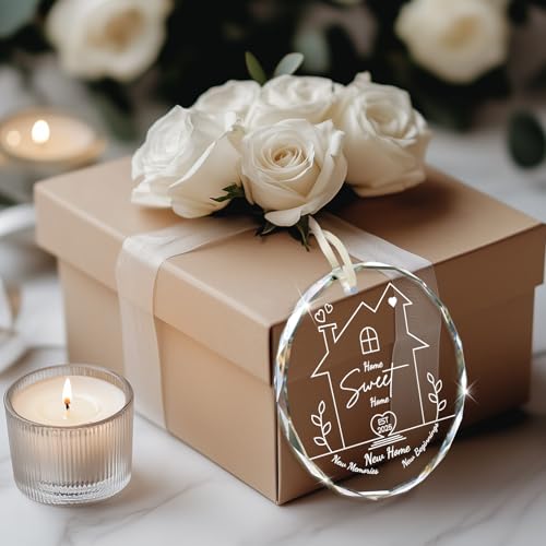 House Warming Gifts New Home, Housewarming Gifts for New Home 2025, Home Sweet Home Gift Ideas for Couple, 2025 First Christmas in New House Christmas Tree Glass Ornaments