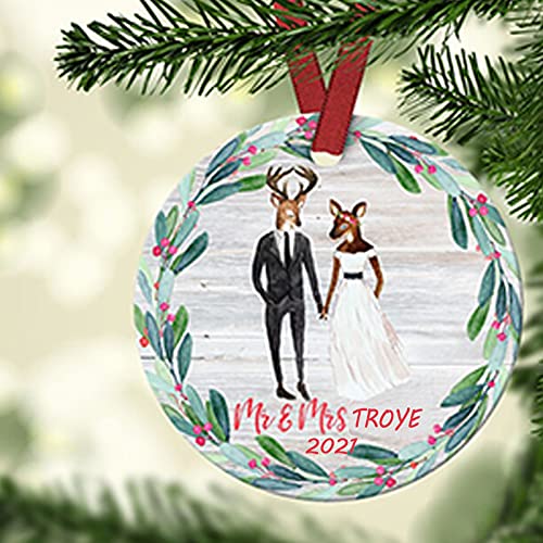 Mr & Mrs Christmas Ornament First Christmas Married Marriage Christmas Ornament Newlywed Gift Ceramic Ornament