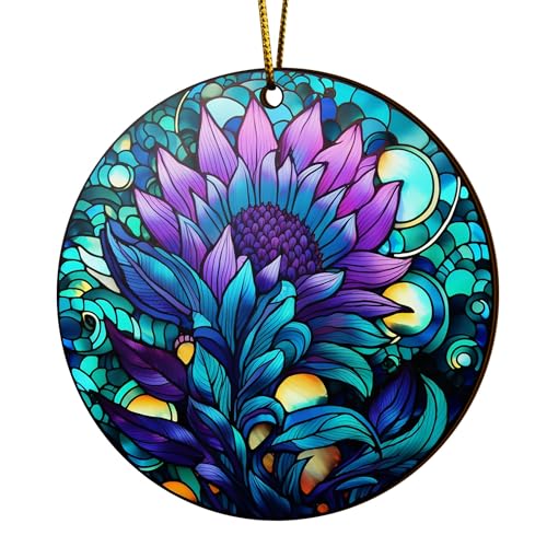 2D Flat All Over Printed, Sunflower Ornaments, Christmas Sunflower Ornaments, 2 Sides 3.5" Wood Ornament, Gift for Sunflower Lover, Christmas Decorations (Ephg-52399002)