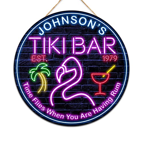 All Over Printed No Real Led Neon Tiki Bar Signs, Gettin' Freaky At The Tiki Signs, 12",18" Tiki Bar Signs, Tiki Louge, Tiki Huts, Tiki Bar, Welcome Sign, Door Signs, Bar Signs, Tiki Signs (WCS-ENNG-33047001)