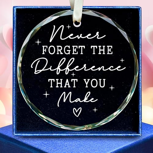 Thank You Gifts for Women, Employee, Boss, Coworkers, Manager, Teacher, Nurse, Friend - Never Forget The Difference You Make Gifts - Appreciation Retirement Farewell Goodbye Thank You - Glass Ornament