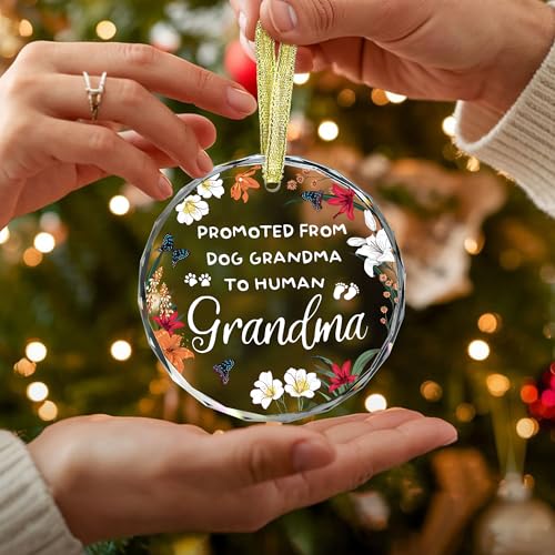 Gossby New Grandma Ornament - Promoted from Dog Grandma - New Grandmother Gift - Baby Annoucement Gift for 1st Time Grandmother - Car Hanging Decoration - Wine Bottle Decor
