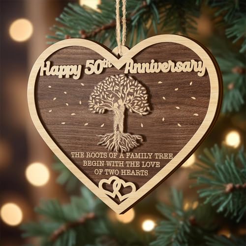 50th Anniversary Ornament, 2 Layer Ornaments,50 Year for Couple, Wedding Ornaments, Parents, Friend Her Him, Decoration Hanging Ornament