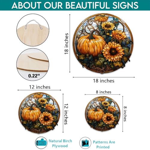 2D Flat All Over Printed, Pumpkin Wooden Sign, Fall Sign, Autumn Sign, 18" Wood Sign, Autumn Decor, Fall Decorations