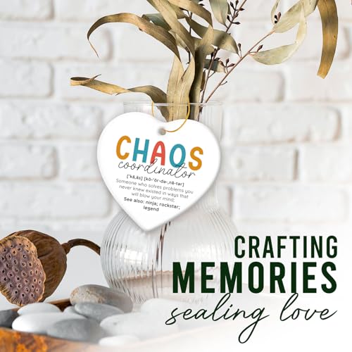 HEXMOZ Coworker Gifts for Women, Birthday, Christmas, Thank You Gifts for Chaos Coordinator, Friend, Appreciation, Inspiration Gift, Friendship, Decorations Ceramic Ornaments