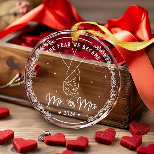 Gossby Wedding Gifts - Mr and Mrs - 1st for Wife Husband - Car Hanging Decoration Ornament - Wine Bottle Decor - Just Married Gifts for Newlywed Couple, Bride, Groom V3