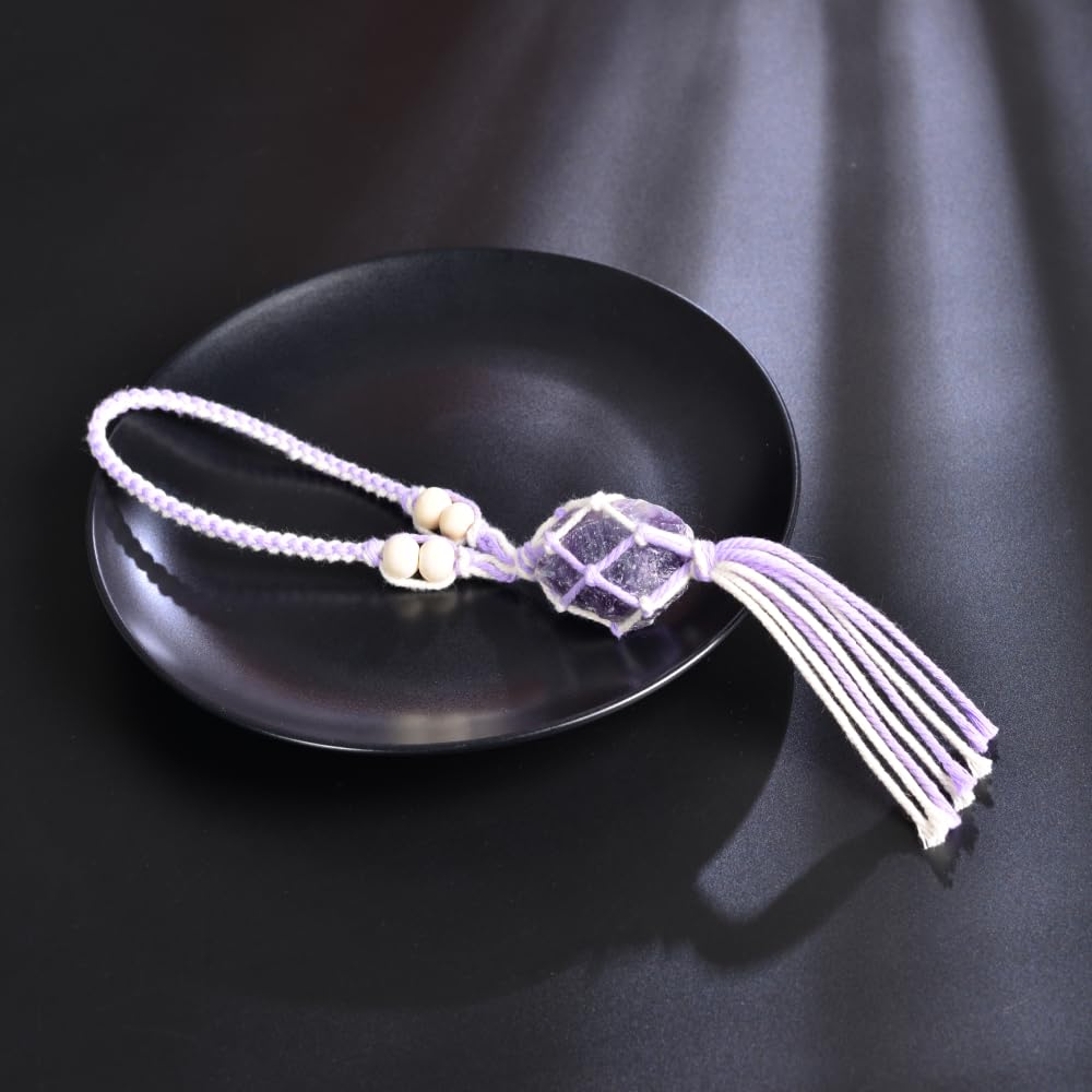 Healing Crystals Feng Shui Hanging Ornament Car Ornament Meditation Hanging Ornament Window Ornament for Home Decor (1 Piece Amethyst)