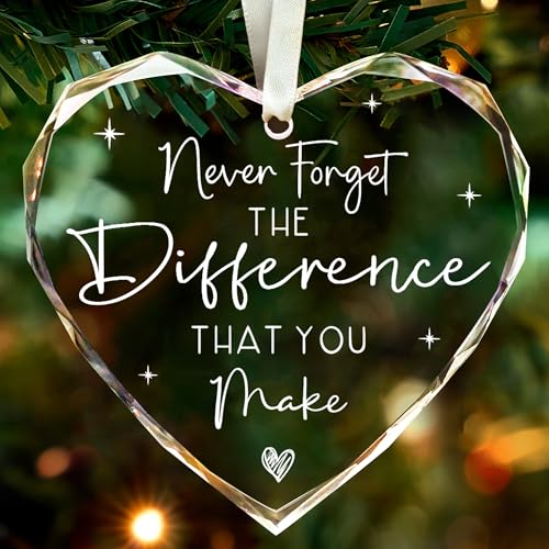 Thank You Gifts,Appreciation Gifts for Teacher,Boss, Coworkers, Manager, Mentor, Nurse, Mom, Friends,Heart-Shaped Never Forget The Difference That You Make Gifts - Christmas Ornaments