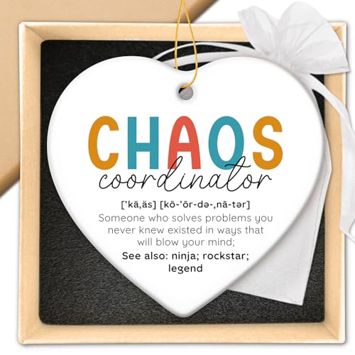 HEXMOZ Coworker Gifts for Women, Birthday, Christmas, Thank You Gifts for Chaos Coordinator, Friend, Appreciation, Inspiration Gift, Friendship, Decorations Ceramic Ornaments