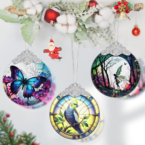 Cockatiel Christmas Ornament - Stained Glass Cockatiel Decor for Tree