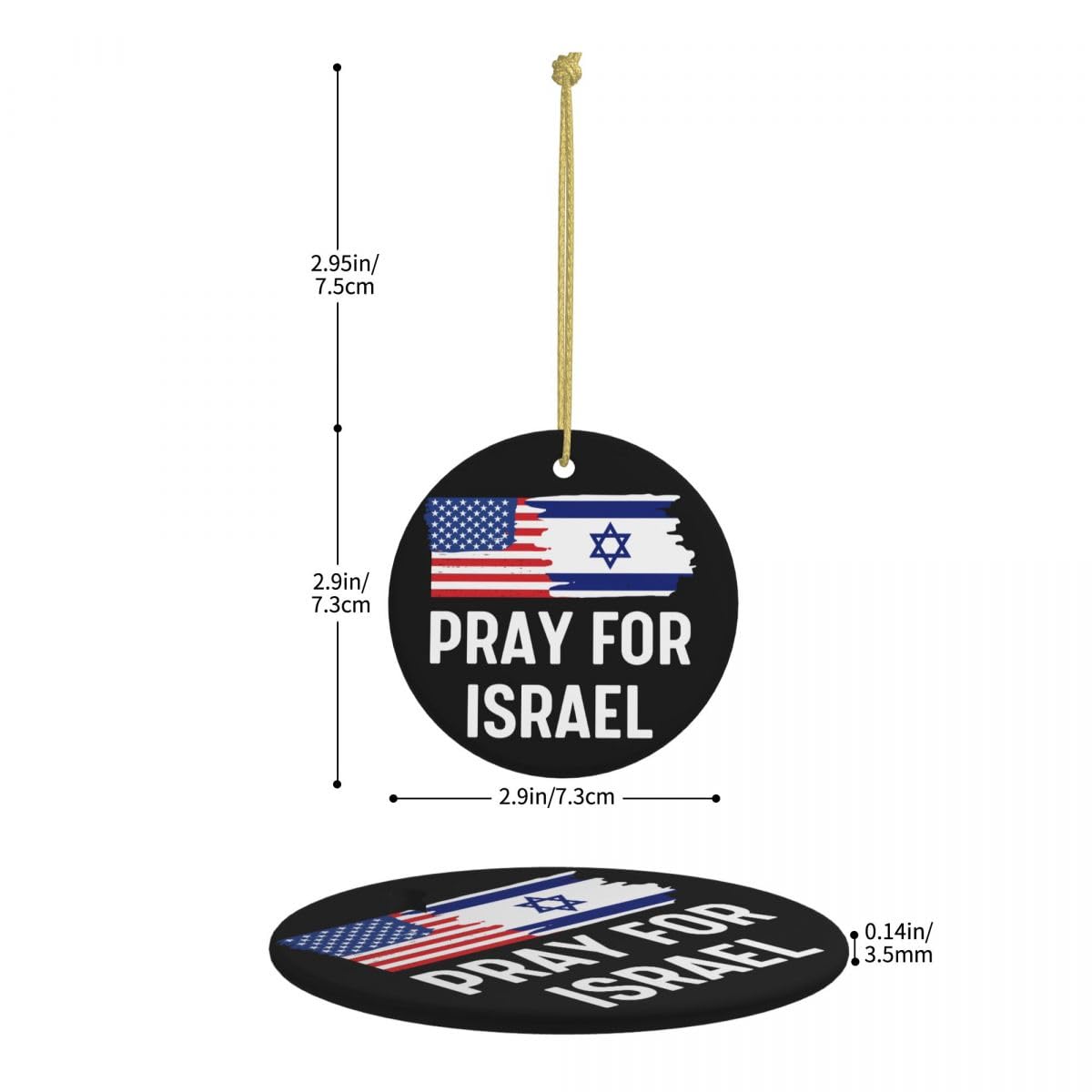 I Stand with Israel Ornament Pray for Israel Ornament Support Israel Ornament We Stand with Israel Christmas Ornament Ceramic Christmas Hanging Ornament Decorations for Home Decor