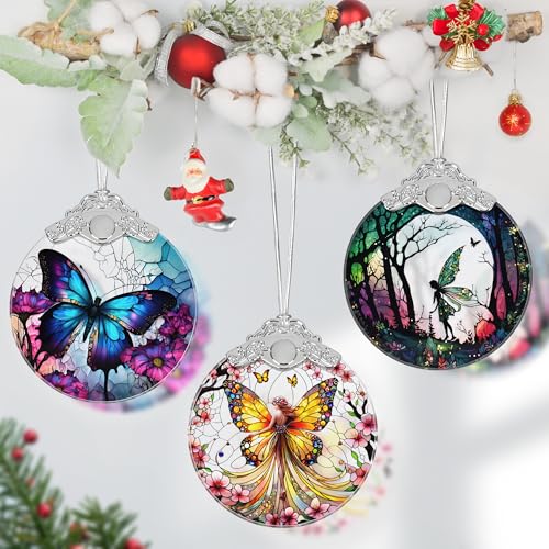 Butterfly Fairy Christmas Ornament - Stained Glass, Tree Decor, Gift Exchange Idea