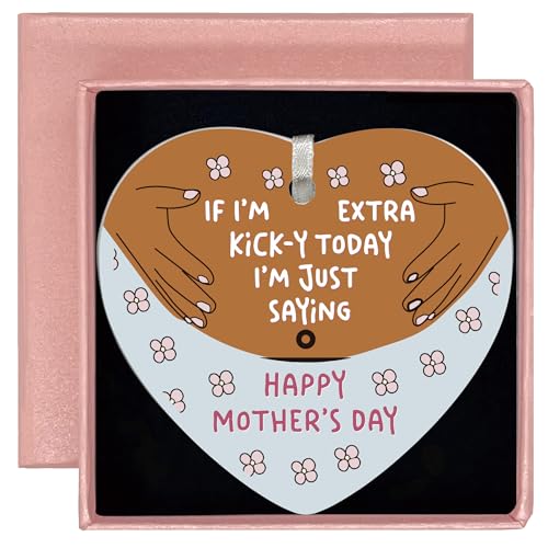 2025 for Pregnant Women,Bump Talks to Mom,New Mum Present-Mother to Be-First Time Mom-Newborn,New Baby-Pregnancy Announcement Gift,Ceramic Heart Ornament,Double-Sided Printing