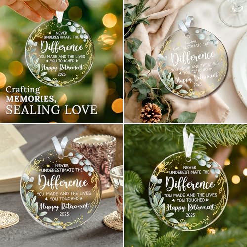 HEXMOZ Retirement Gifts - Retirement Gifts for Women, Men 2025 - Retired Ornament 2025 - Retired Gift for Coworker, Boss, Employee, Teacher, Nurse, Woman, Man - Acrylic Christmas Ornament Keepsake