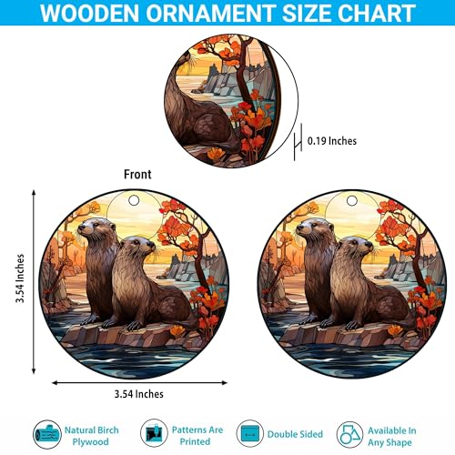 2D Flat All Over Printed, Otter Ornaments, Christmas Tree Ornaments, 2 Sides 3.5" Wood Ornament, Gift for Otter Lover, Christmas Decor (Ephg-52651009)