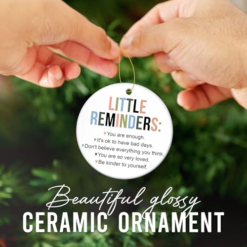 HEXMOZ Inspirational Motivational Gifts - Little Reminders You are Enough Ornament, Friendship Gifts for Women, Coworker, Best Friend, Bestie - Decorative Ceramic Ornament