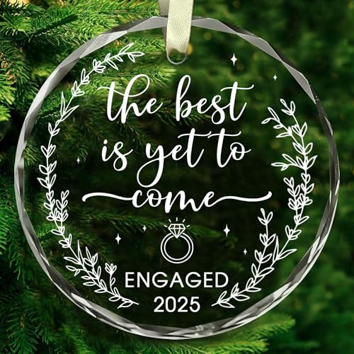 BSQUIELE Engagement Gifts for Couples 2025 - The Best is Yet to Come Glass Ornament - Gifts for Newly Engaged Couple - Happy Engagement Gifts for Bride, Groom, Him, Her - Engagement Party Decorations
