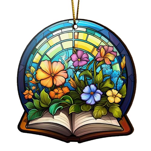 2D Flat All Over Printed, Book Ornaments, Bookshelf Christmas Ornaments, 2 Sides 3.5" Wood Ornament, Gift for Book Lover