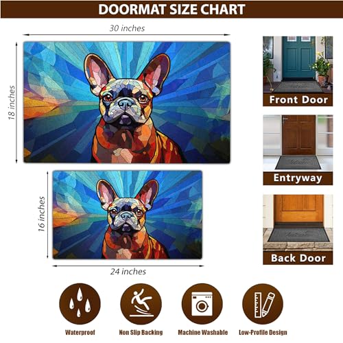 All Over Printed, French Bulldog Doormat, Doormat with French Bulldog Pattern, 24x16 inches, 30x18 inches Doormat, Home Decor Outdoor, Gift for French Bulldog Lover (RBRGUS-EPHG-53029001)
