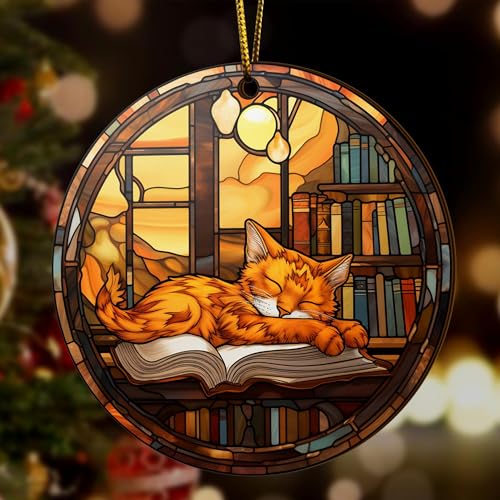 2D Flat All Over Printed, Book Ornaments, Bookshelf Christmas Ornaments, 2 Sides 3.5" Wood Ornament, Gift for Book Lover