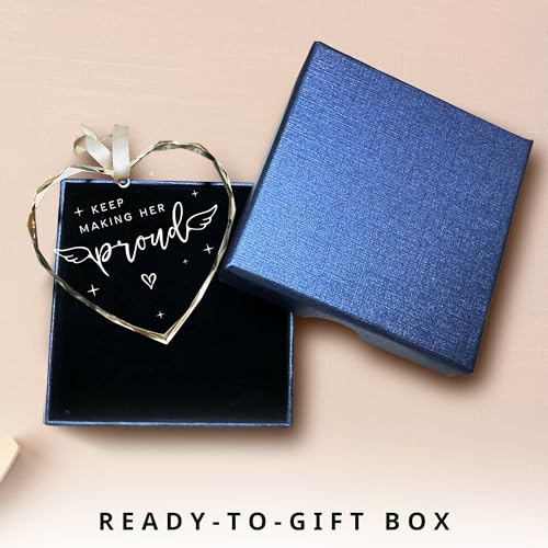 Memorial Gifts for Women - in Memory of Loved One Gift, Bereavement Gift - Remembrance Gifts - Keep Making Her Proud Ornament - Memorial Ornaments for Loss of Loved One, Mom, Grandma - Glass Ornament