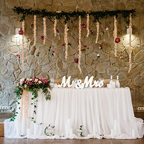 LinTimes Mr and Mrs Sign, Rustic Wooden Freestanding Mr & Mrs Letters Signs, Wedding Table, Photo Props, Party Table, Top Dinner Decorations, Just Married Anniversary Wedding Gifts, White