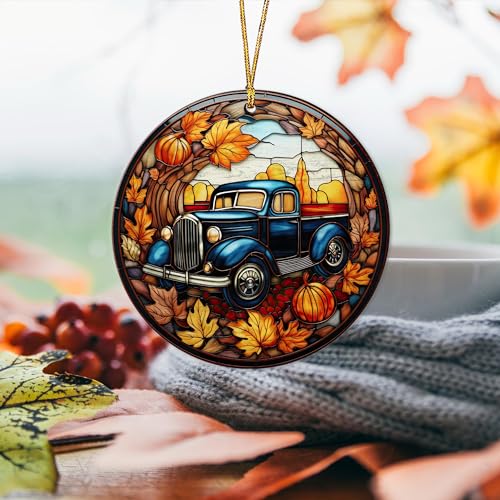 2D Flat All Over Printed, Fall Ornaments, Pumpkin Ornaments, 2 Sides 3.5" Wood Ornament, Fall Home Autumn Decor, Gift for Thanksgiving (Ephg-52035013)
