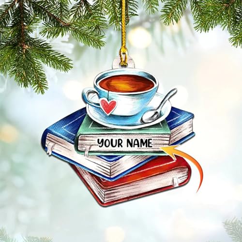 Lovely POD Books Ornament, Book Lovers Ornament, Gift for Her Librarian, Reading Book Christmas Ornament, Lover Bookworm Gift, Books Stacked Ornament, Book Club Ornament, Book Lover Gifts 11