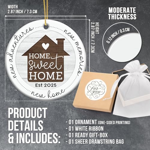 HEXMOZ New Home Gift Ideas - Housewarming Gifts for Couples - New Home Ornament 2025 - First House Ornament 2025 - First House Gifts for Owners, Men, Women - Housewarming Ceramic Christmas Keepsake