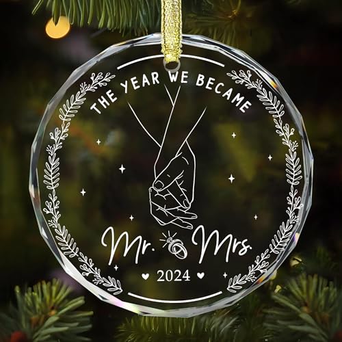 Gossby Wedding Gifts - Mr and Mrs - 1st for Wife Husband - Car Hanging Decoration Ornament - Wine Bottle Decor - Just Married Gifts for Newlywed Couple, Bride, Groom V3