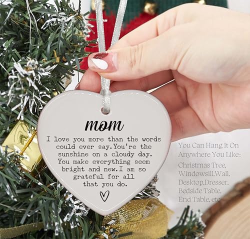 Mom Gifts for Mother's Day-Birthday Thanksgiving New Year Wedding for Mother-Thank You Gifts for Mom New Mom Mother-in-Law Bonus Mom-Mother Appreciation Gifts-Heart Shaped Ornament