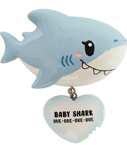 Baby Due Shark peronalized Christmas Ornament New Baby Shark Ornament Baby on The Way Ornament Baby boy Ornament New Baby boy Blue Ornament