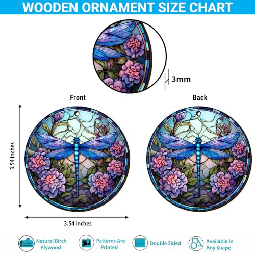 2D Flat All Over Printed, Dragonfly Christmas Ornaments, Ornaments for Dragonfly Lover, 2 Sides 3.5" Wood Ornament, Christmas Decorations (Ephg-51979009)