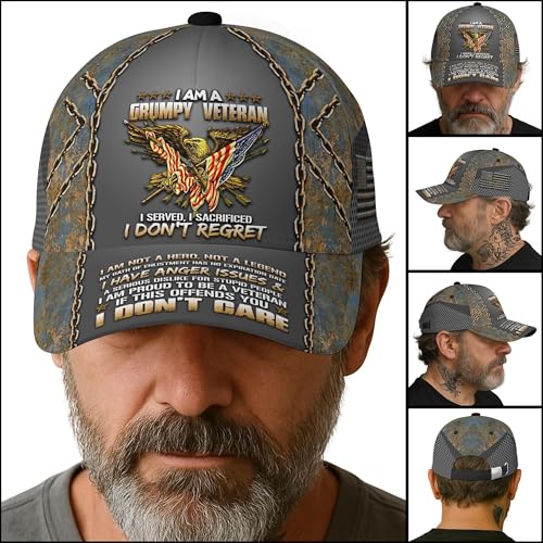 US Veteran Baseball Cap - Bald Eagle Printed Unisex Hat Gift for Veterans Day, Father's Day, Dad Birthday Gifts