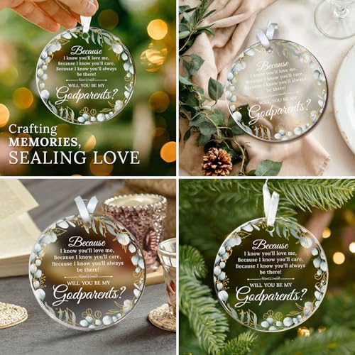 HEXMOZ Godparents Proposal Gift - Will You Be My Godparents Ornament - Godparent Gifts for Baptism, Catholic Godparent Ornament, Present from Godchild - Acrylic Christmas Ornaments 2025