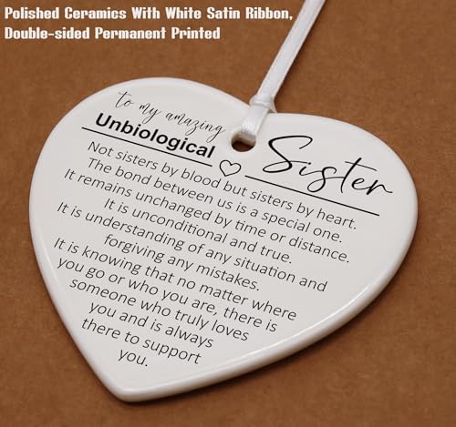 Friendship Gifts for Women,Sister-in-Law,Best Friend,Soul Sister-Birthday for Sis Friends Female, Bestie, BFF-Unbiological Sister Present-Ceramic Heart Shaped Ornament