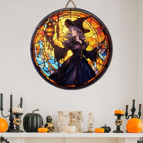 2D Flat All Over Printed, Halloween Wooden Sign, Witch Sign, Halloween Decor, 8",12",18" Wooden Sign, Witch Room Decor, Gift For Her, Gift for Witch