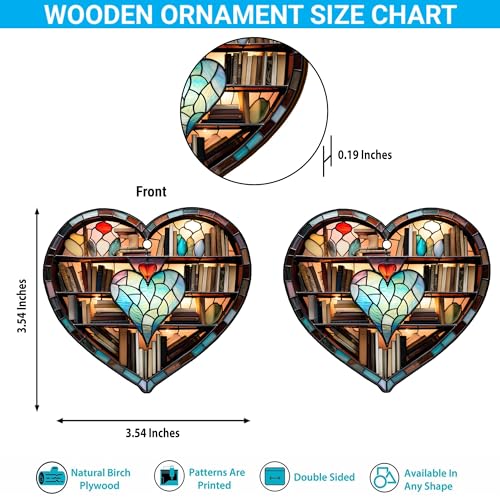 2D Flat All Over Printed, Book Ornaments, Bookshelf Christmas Ornaments, 2 Sides 3.5" Wood Ornament, Gift for Book Lover