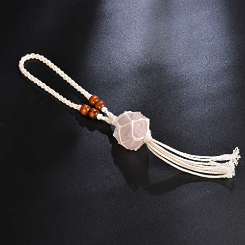 Healing Crystals Feng Shui Hanging Ornament Car Ornament Meditation Hanging Ornament Window Ornament for Home Decor (1 Piece Rose Quartz 1)