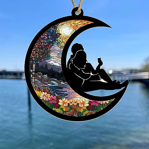 BSQUIELE Gift for Couple - Couple Suncatcher Ornament 2025 - Car Hanging Decoration - Stained Glass Light Catcher Ornament - Valentine, Anniversary Day Present for Husband, Wife, Newlywed, Engaged